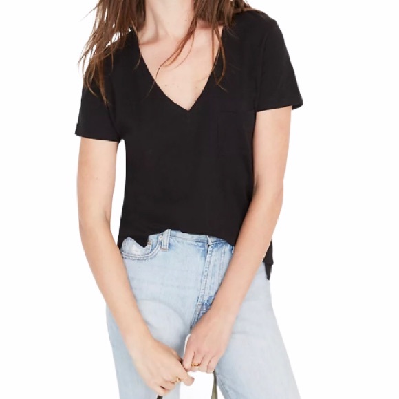 Madewell Tops - Madewell black cotton v-neck pocket tee